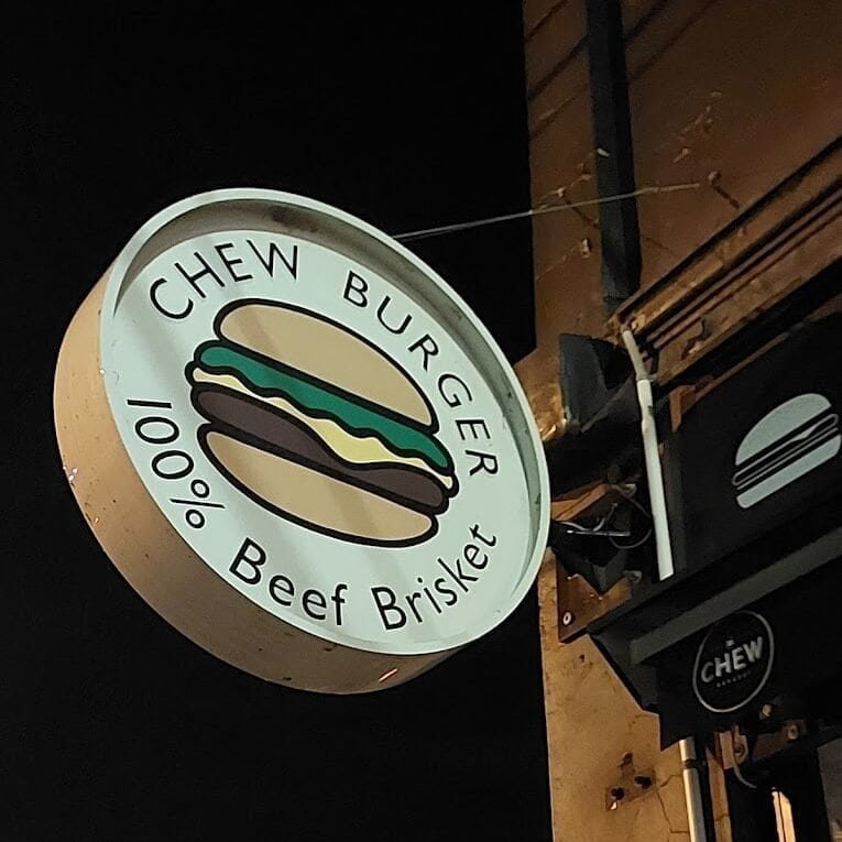 Chew Burger Shop Sign